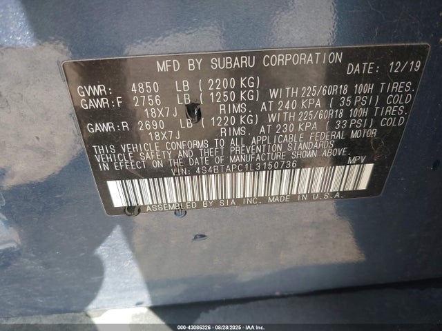 4S4BTAPC1L3150736 Subaru u5