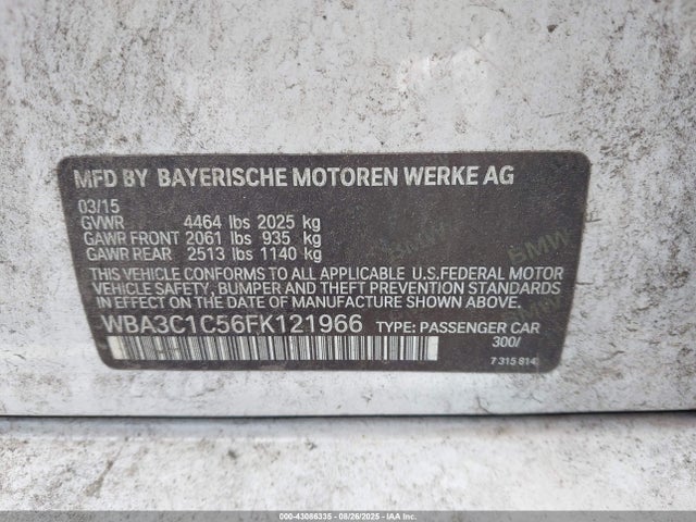 BMW 328I 2015 WBA3C1C56FK121966 Image 9