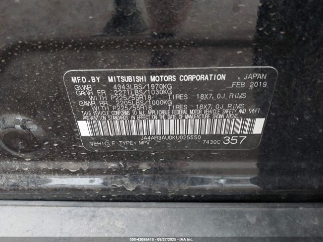 2019 MITSUBISHI OUTLANDER SPORT JA4AR3AU0KU025550 Photo 8