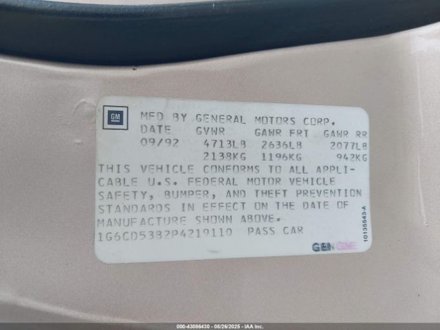 1993 CADILLAC DEVILLE 1G6CD53B2P4219110 Photo 8