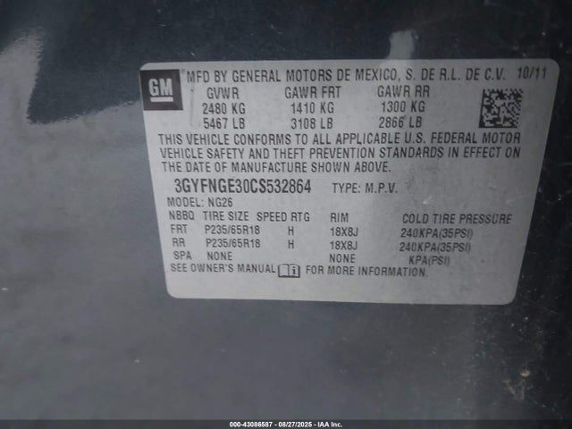 2012 CADILLAC SRX 3GYFNGE30CS532864 Photo 8