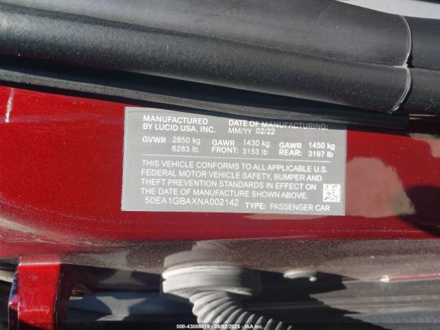 2022 LUCID AIR 50EA1GBAXNA002142 Photo 8