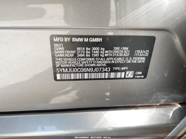 5YMJU0C06N9J07343 BMW 2022