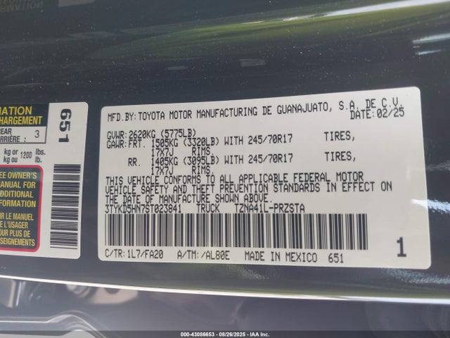 3TYKD5HN7ST023841 Toyota t24a-fts