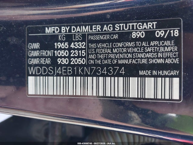 Mercedes-Benz m270 2019 WDDSJ4EB1KN734374 Image 9