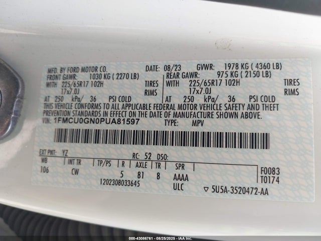 Ford Escape Active 2023 1FMCU0GN0PUA81597 Image 9