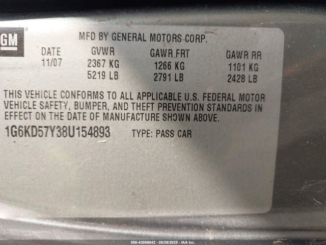 2008 CADILLAC DTS 1G6KD57Y38U154893 Photo 8