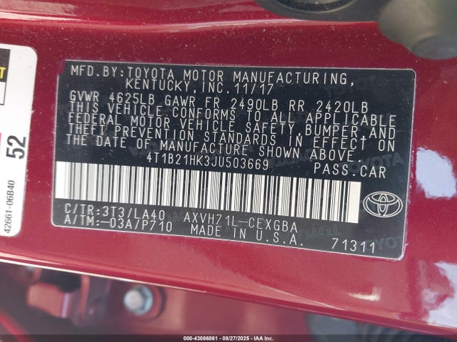 4T1B21HK3JU503669 Toyota a25a-fxs port+direct