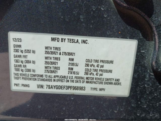 2023 TESLA MODEL Y 7SAYGDEF3PF968983 Photo 8