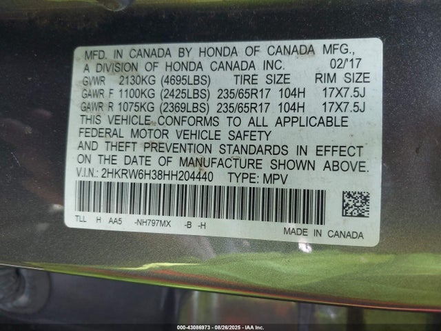 2HKRW6H38HH204440 Honda k24w9/k24v9