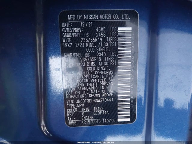 JN8BT3DD8NW270441 Nissan 2022