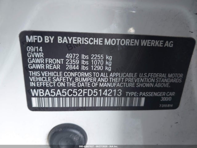 BMW 528I 2015 WBA5A5C52FD514213 Image 9
