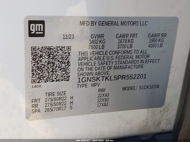Chevrolet l87 2023 1GNSKTKL5PR552201 Image 9
