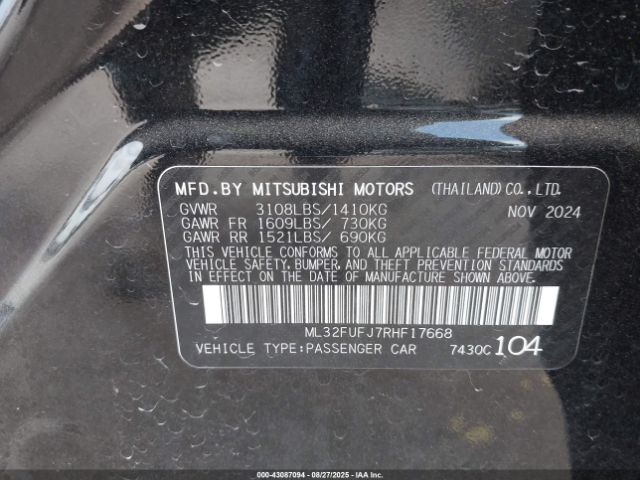2024 MITSUBISHI MIRAGE G4 ML32FUFJ7RHF17668 Photo 8