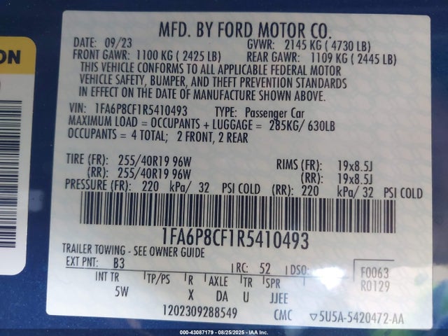 1FA6P8CF1R5410493 Ford tivct