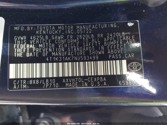 Toyota a25a-fxs, 3nm 2022 4T1K31AK7NU593499 Image 22