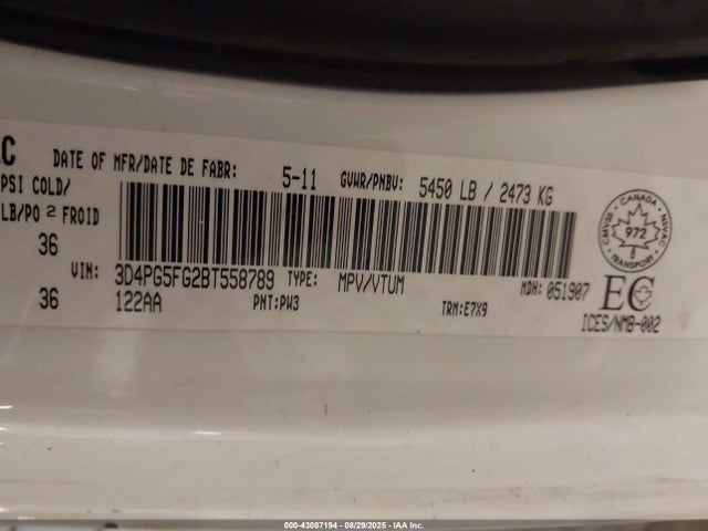 2011 DODGE JOURNEY 3D4PG5FG2BT558789 Photo 8