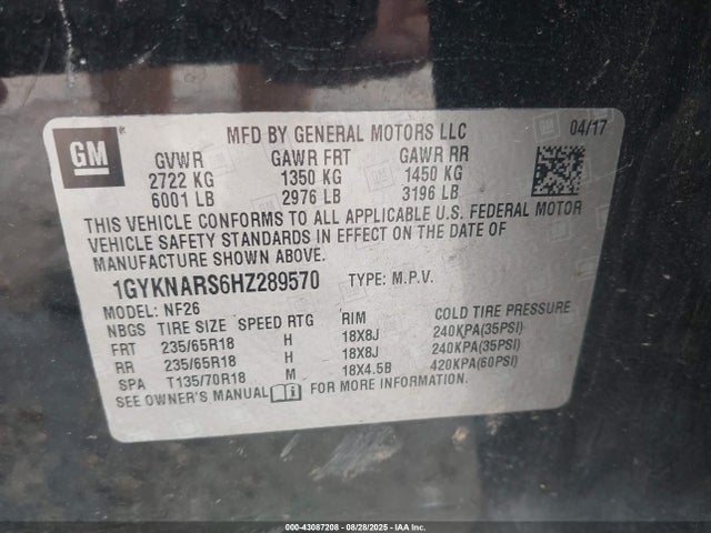 2017 CADILLAC XT5 1GYKNARS6HZ289570 Photo 8