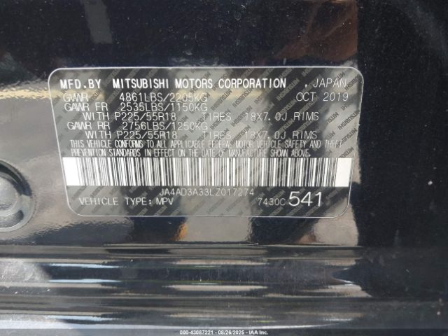 2020 MITSUBISHI OUTLANDER JA4AD3A33LZ017274 Photo 8