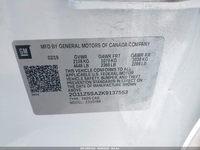 Chevrolet lcv - spark ignited direct injection, dcvcp, variable valve timing, e85 max, e0-e100, alum 2019 2G11Z5SA2K9137553 Image 9