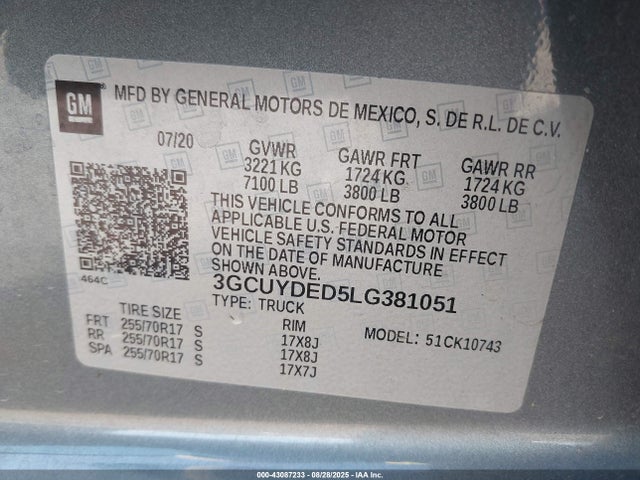 3GCUYDED5LG381051 Chevrolet l84 - di, dfm, alum, gen 5, var 2