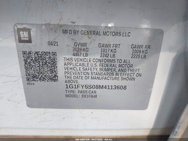 1G1FY6S08M4113608 Chevrolet BOLT EV