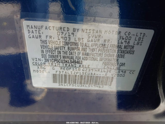 Nissan 2019 2019 3N1CP5CU3KL549463 Image 9