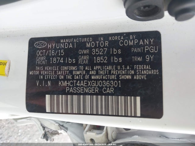 Hyundai dohc gdi gamma 2016 KMHCT4AEXGU036301 Image 9
