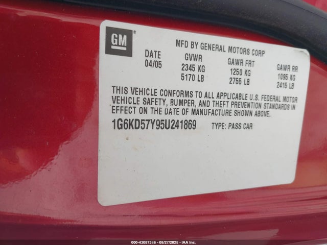 2005 CADILLAC DEVILLE 1G6KD57Y95U241869 Photo 8