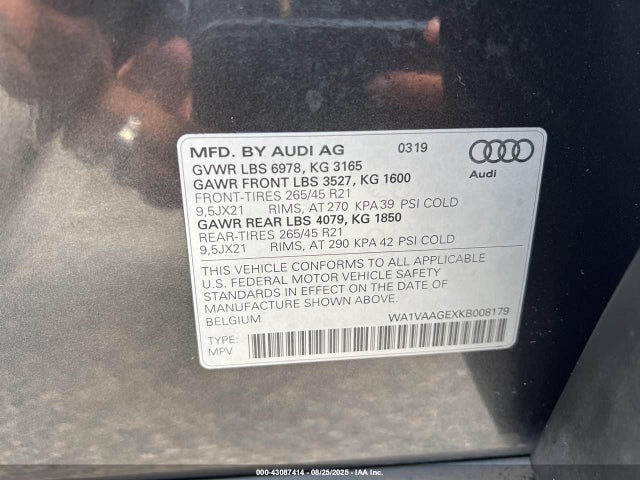 2019 AUDI E-TRON WA1VAAGEXKB008179 Photo 8