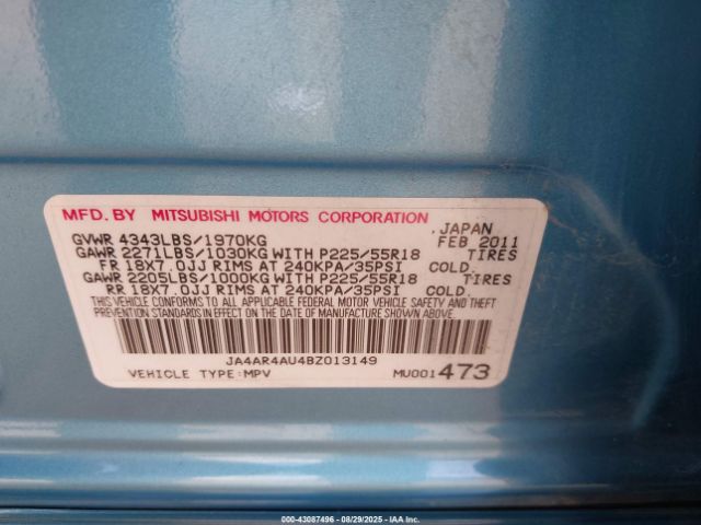 2011 MITSUBISHI OUTLANDER SPORT JA4AR4AU4BZ013149 Photo 8