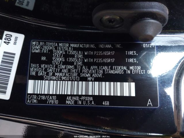 2021 TOYOTA SIENNA 5TDYRKEC1MS017013 Photo 8