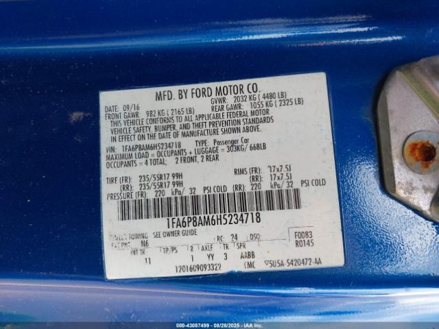 2017 FORD MUSTANG 1FA6P8AM6H5234718 Photo 8