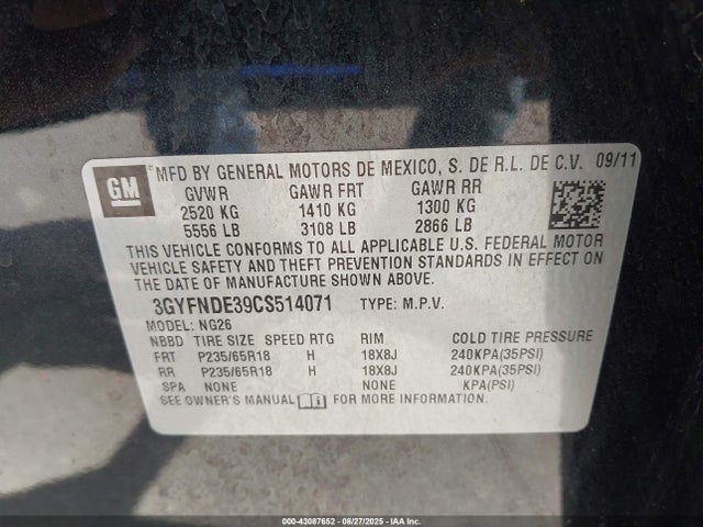 2012 CADILLAC SRX 3GYFNDE39CS514071 Photo 8