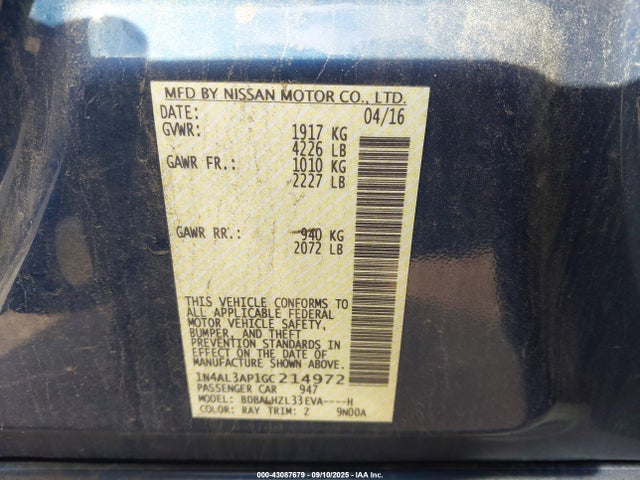 Nissan 2016 2016 1N4AL3AP1GC214972 Image 9