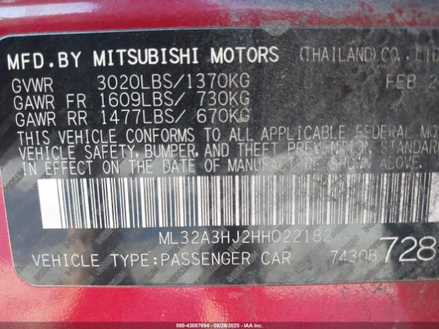 2017 MITSUBISHI MIRAGE ML32A3HJ2HH022182 Photo 8