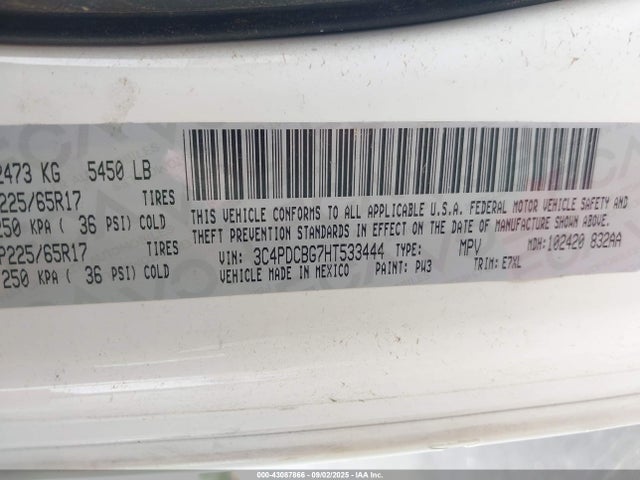 3C4PDCBG7HT533444 Dodge Journey