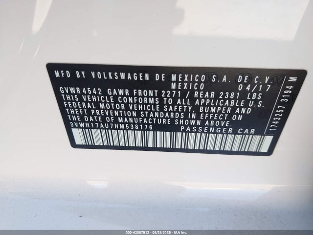 3VWH17AU7HM538176 Volkswagen 1.8 tsi
