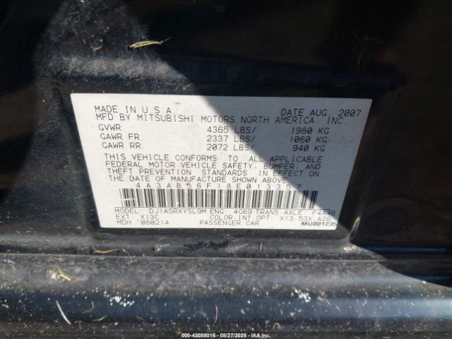 2008 MITSUBISHI GALANT 4A3AB56F18E013357 Photo 8