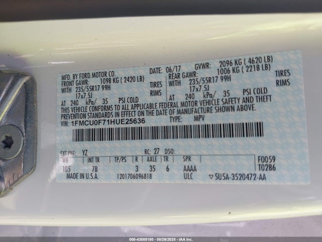 1FMCU0F71HUE25636 Ford 2.5l i-vct