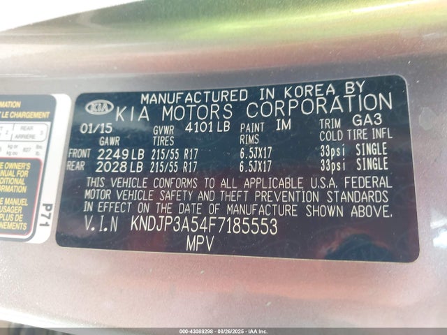 KIA dohc gdi nu 2015 KNDJP3A54F7185553 Image 9