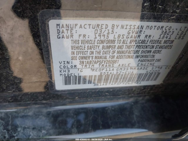 3N1AB7AP5FY260981 Nissan Sentra