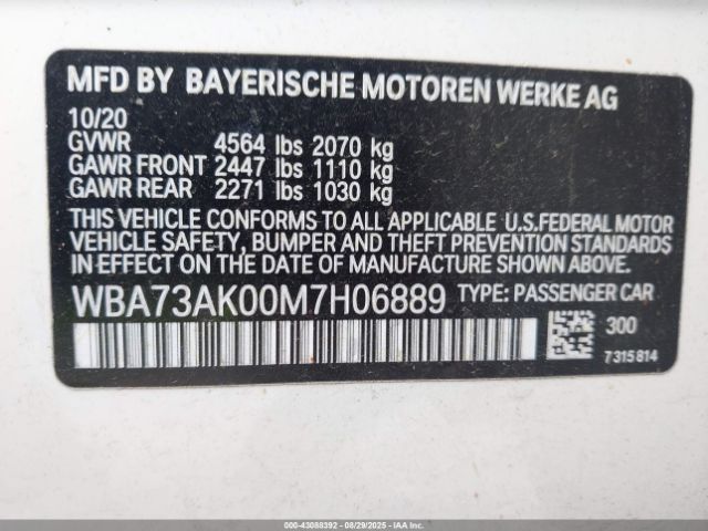2021 BMW 228I GRAN COUPE WBA73AK00M7H06889 Photo 8