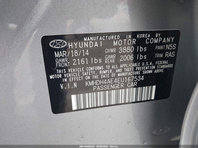 KMHDH4AE4EU167534 Hyundai dohc mpi nu