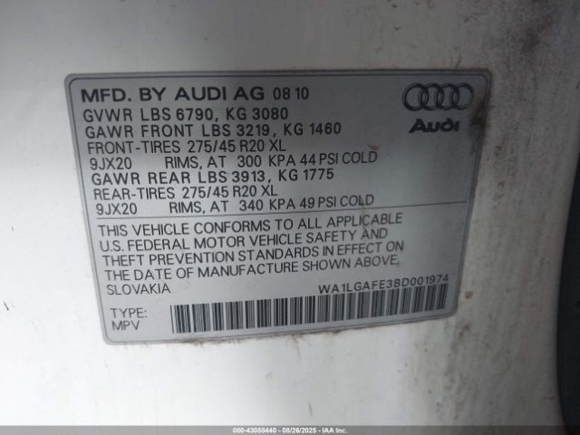 2011 AUDI Q7 WA1LGAFE3BD001974 Photo 8