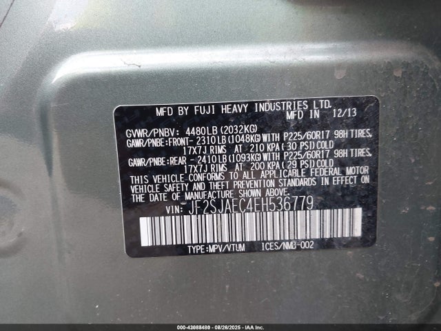 JF2SJAEC4EH536779 Subaru 2.5na u5