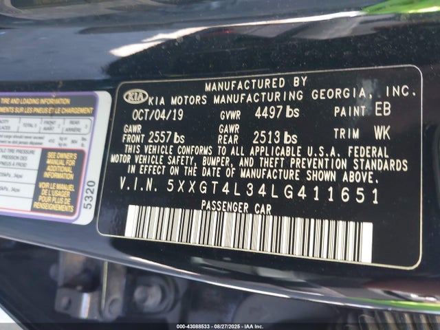 5XXGT4L34LG411651 KIA gdi