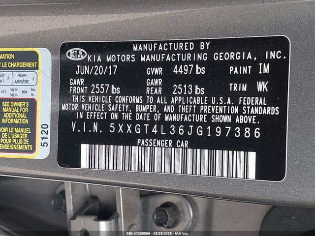 5XXGT4L36JG197386 KIA gdi