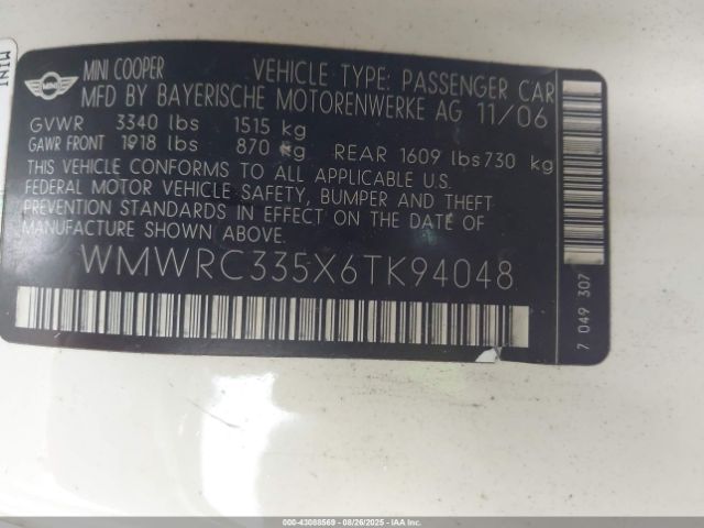 2006 MINI COOPER WMWRC335X6TK94048 Photo 8