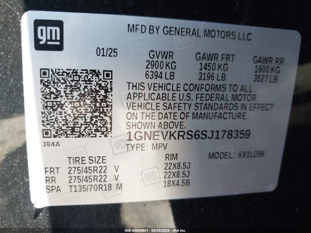 1GNEVKRS6SJ178359 Chevrolet lk0